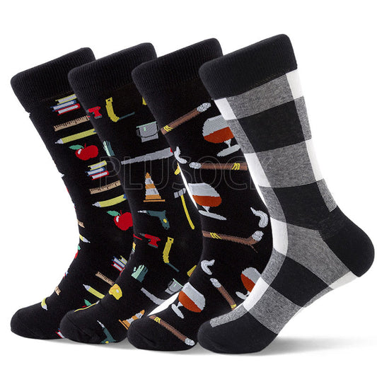 Plus Size Tool Prints Crew Socks(4 Pairs) - image 0