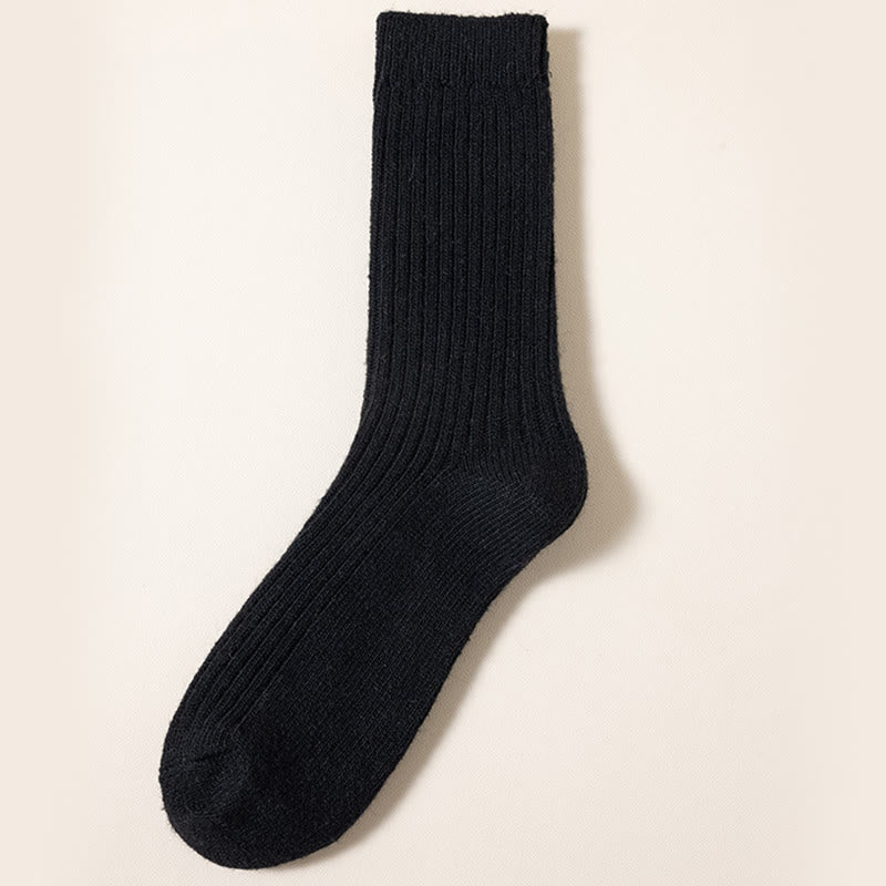 Plus Size Solid Color Warm Quarter Socks(6 Pairs) - Black - EU39-46(US6-12) - image 7