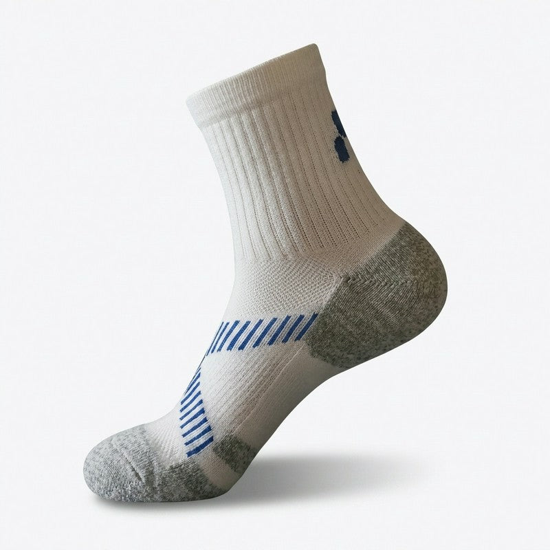 Active Air Knit Cushioned Quarter Compression Socks(3 Pairs) - White+Light Blue+Navy Blue - EU39-43(US6-9) - image 3