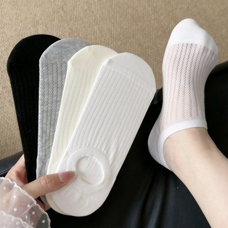 Ribbed Breathable No Show Socks (4 Pairs) - image 5
