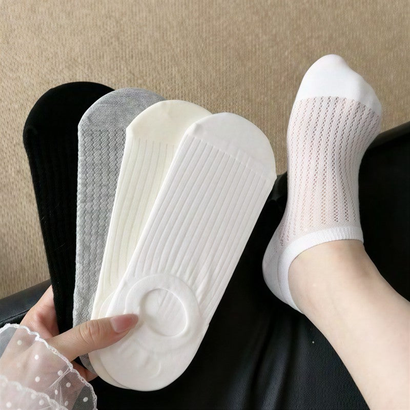 Ribbed Breathable No Show Socks (4 Pairs) - Multicolor - EU36-40(US3-7) - image 0
