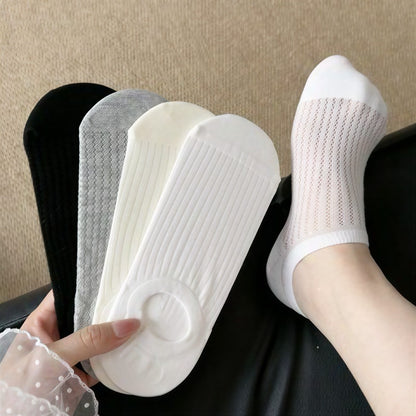 Ribbed Breathable No Show Socks (4 Pairs) - Multicolor - EU36-40(US3-7) - image 0
