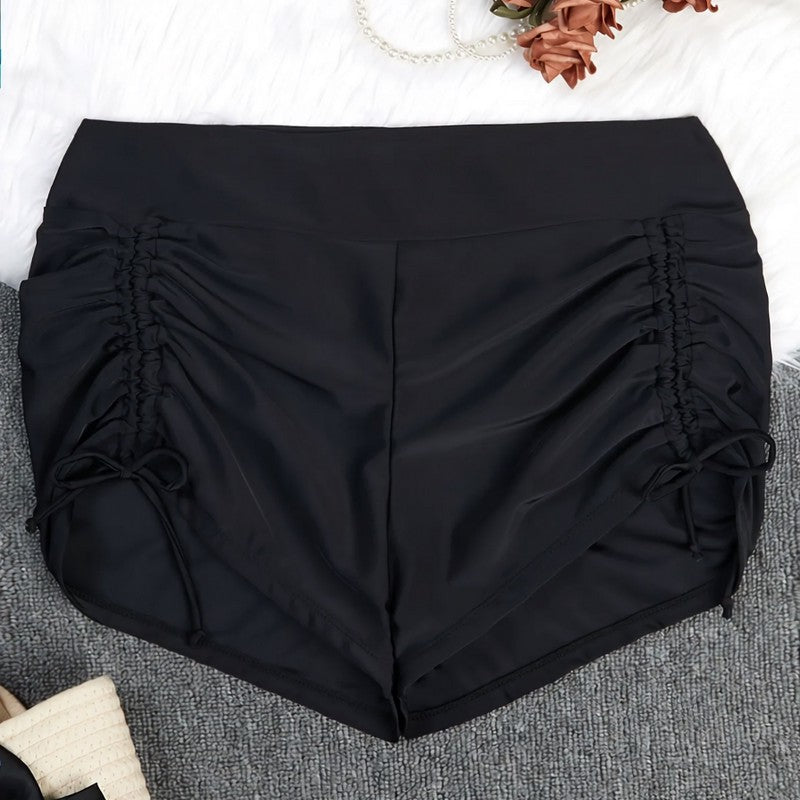Black Ruched High Waist Swim Shorts - image 3