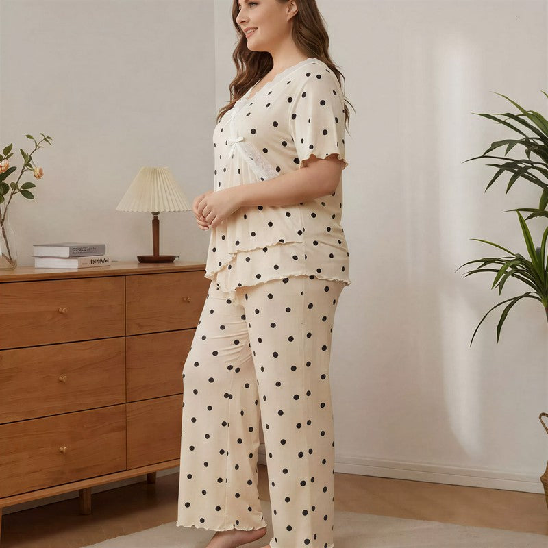 Lace Polka Dot Pajama Set - image 3