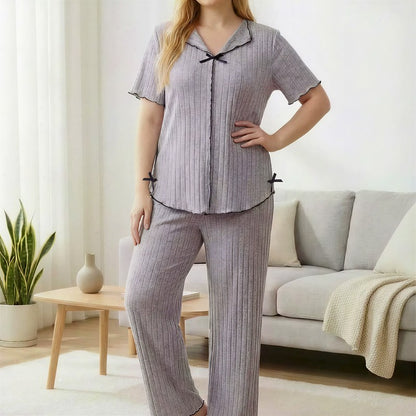 Lavender Bow Trim Pajama Set - image 2