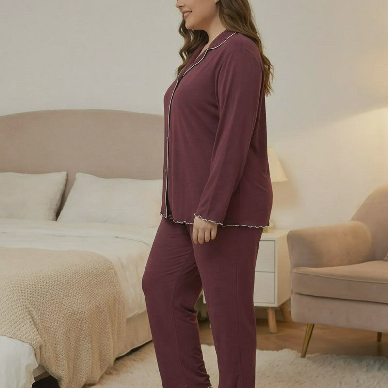 Classic Solid Color Pajama Set - image 4