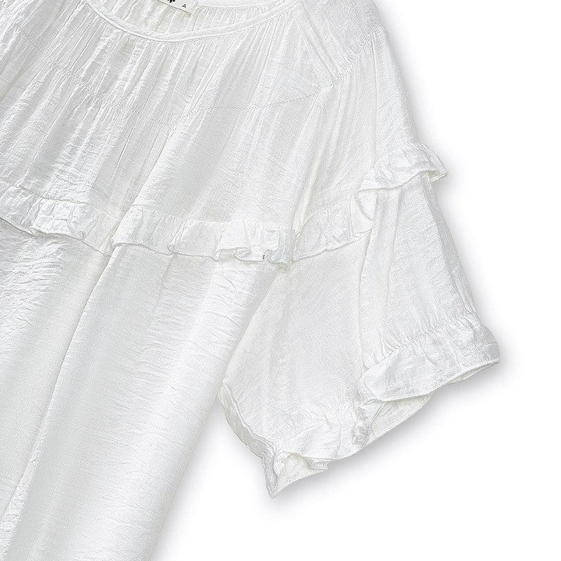 Crinkled Rayon Blend Ruffle Yoke Blouse - image 6