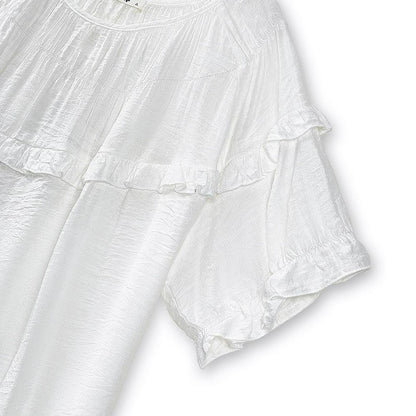 Crinkled Rayon Blend Ruffle Yoke Blouse - image 6
