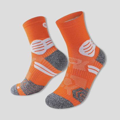 Contrast Stripe Quarter Compression Socks(3 Pairs) - Orange - EU40-45(US7-12) - image 5