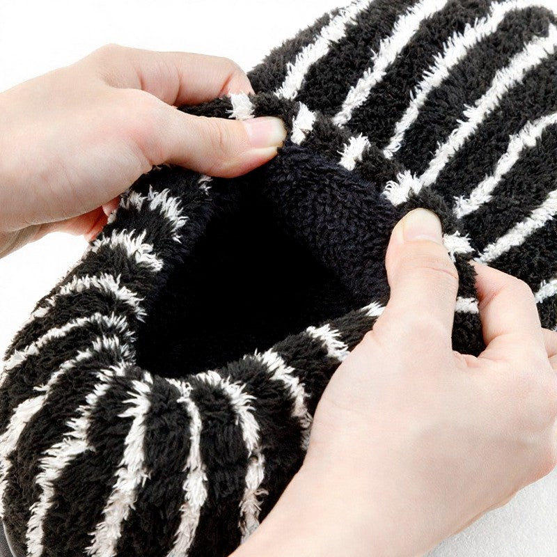 Plus Size Striped Plush Closed Back  Fluffy Shoes - image 5