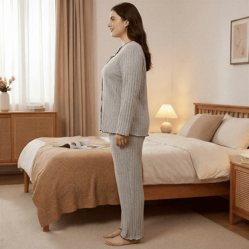 Soft Ribbed Lounge Pajama Set - image 2