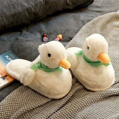 Plus Size Cozy Duck Scarf Plush Indoor Slippers - White - EU44-45(US9-10) - image 5