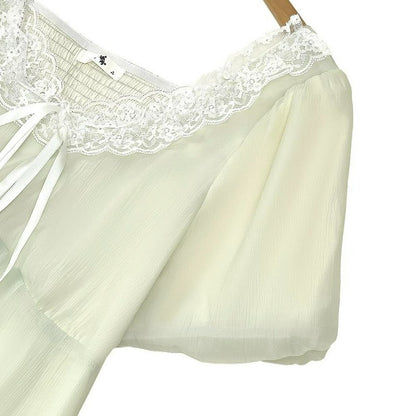 Lace Tie Puff Sleeve Midi Dress - image 6