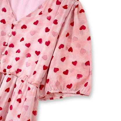Heart Print Drawstring Midi Dress - image 4