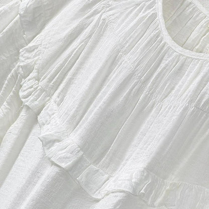 Crinkled Rayon Blend Ruffle Yoke Blouse - image 5