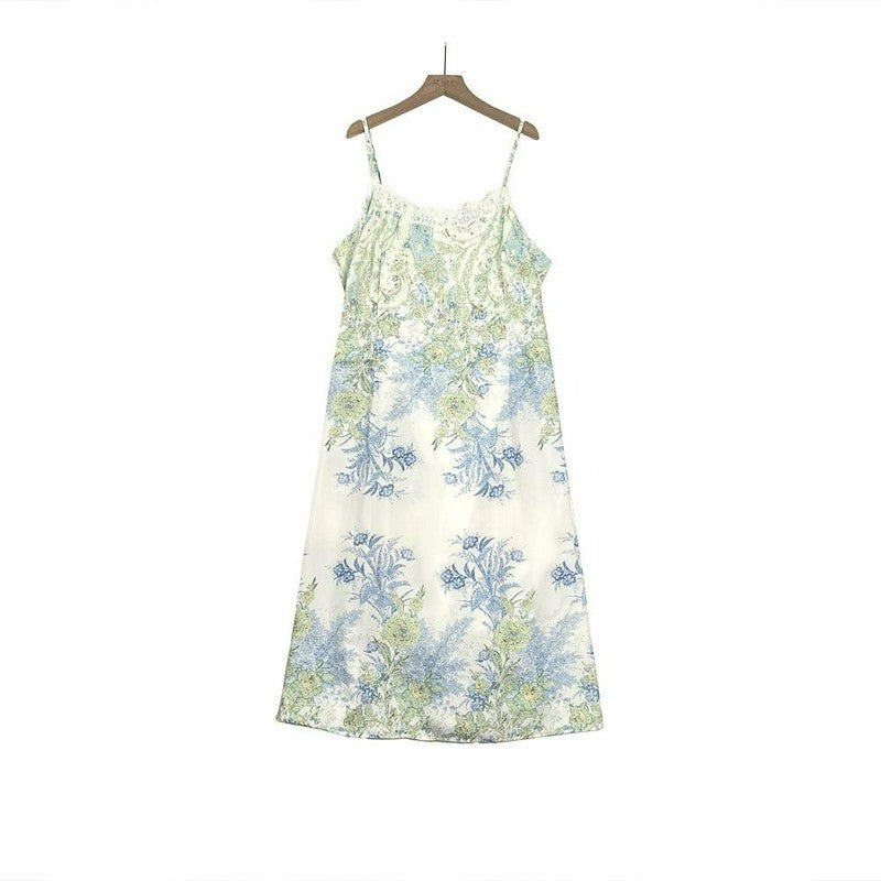 Floral Satin Dress Cardigan Two-Piece Set - Camisole Dress - 6XL - image 2