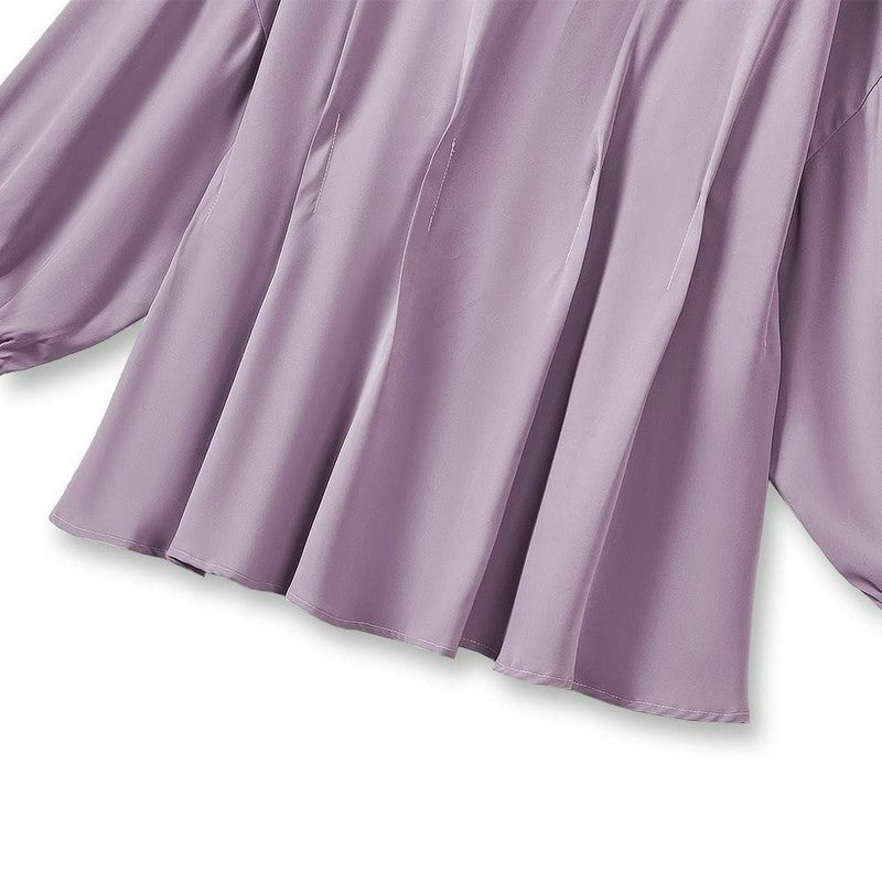 Draped V Neck Loose Fit Blouse - image 3