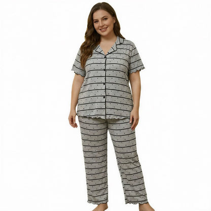 Contrast Trim Striped Pajama Set - image 4