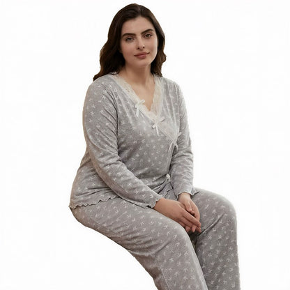 Bow Lace Wrap Pajama Set - image 5