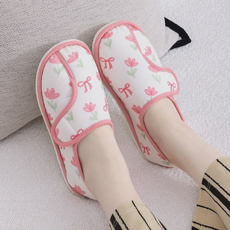 Adjustable Daisy Cotton Fluffy Shoes - Red - EU39-40 (US6-7) - image 1