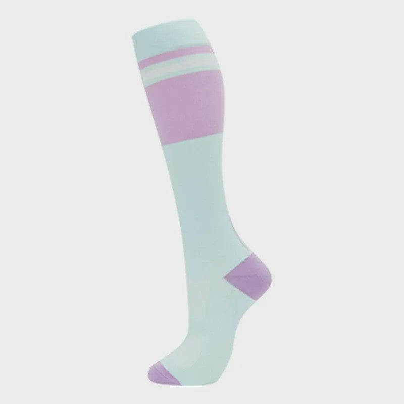 Retro Colorblock Compression Socks(4 Pairs) - Light Blue - S/M - image 8