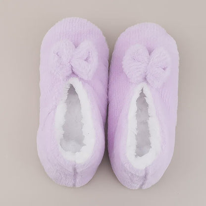 Lavender Bow Plush Slipper Socks - Light Purple - EU36-40(US3-7) - image 3