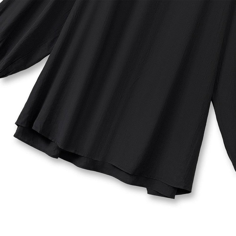 Elegant Ruched V-Neck Lantern Sleeve Blouse - image 2
