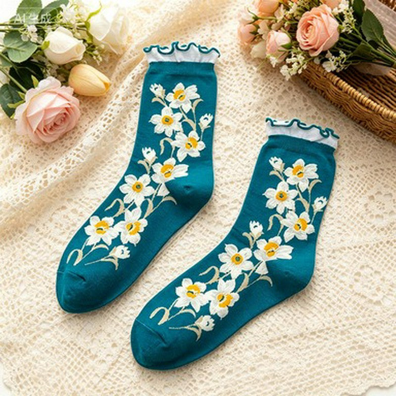 Daisy Ruffle Everyday Crew Socks(5 Pairs) - Navy Blue - EU35-40 (US2-7) - image 4
