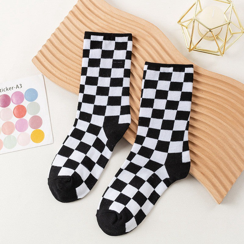 Checkerboard Street Crew Socks(6 Pairs) - Black - EU35-40 (US2-7) - image 6