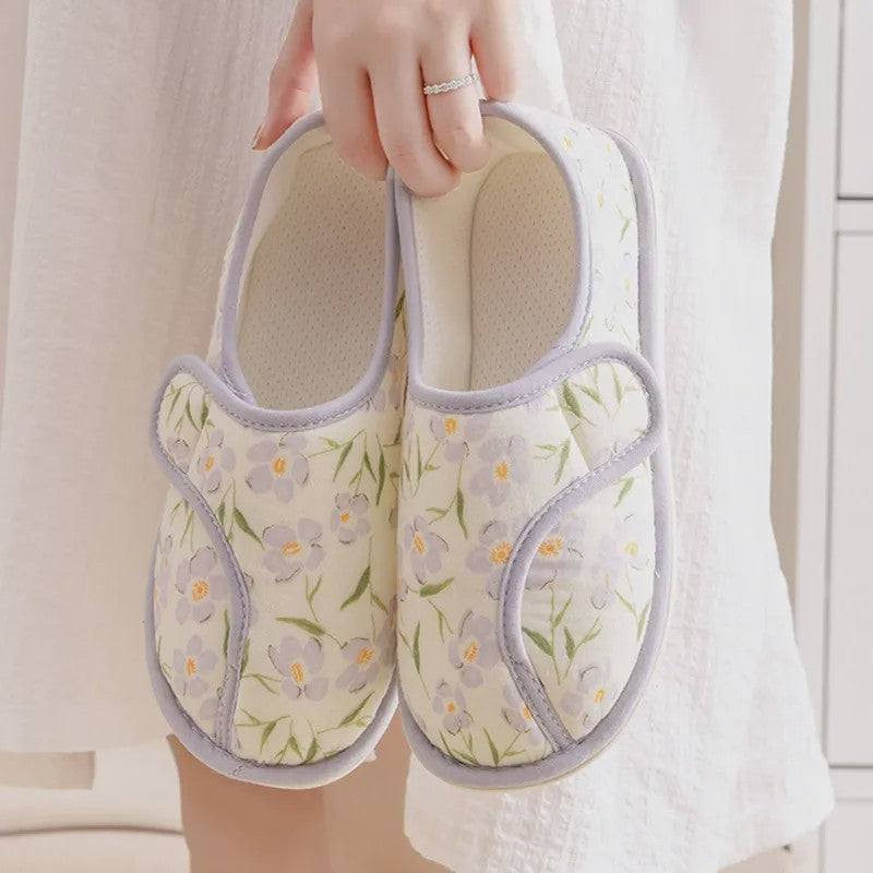 Floral Cotton Adjustable Strap Fluffy Home Shoes - image 0