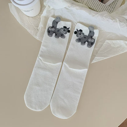 Cute Puppy Knit Quarter  Socks(5 Pairs) - White - EU35-40(US2-7) - image 6