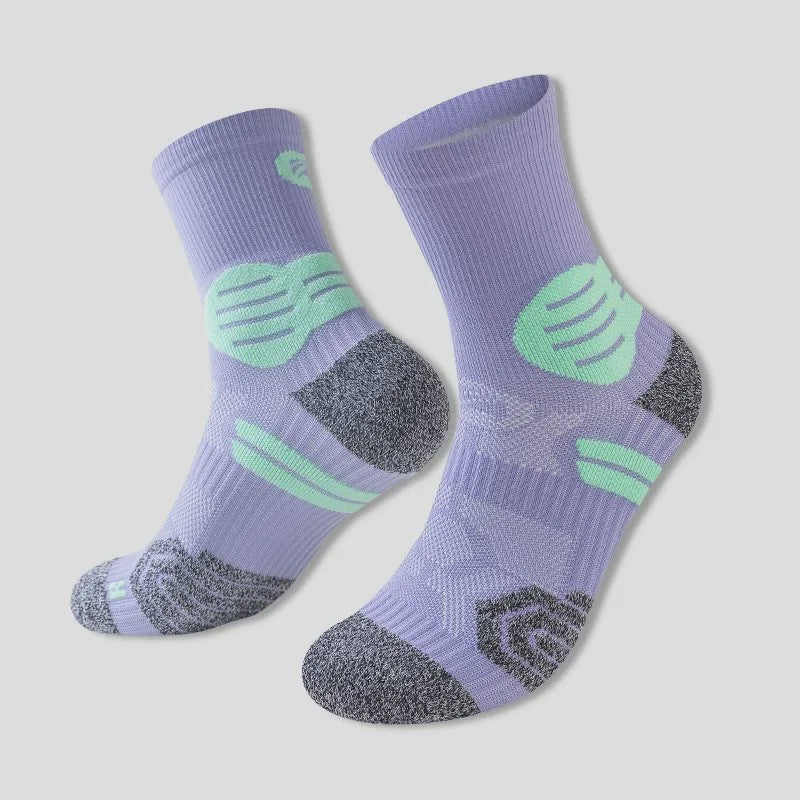 Contrast Stripe Quarter Compression Socks(3 Pairs) - Purple+Orange+Black - EU40-45(US7-12) - image 2