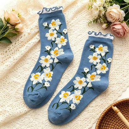 Daisy Ruffle Everyday Crew Socks(5 Pairs) - Blue - EU35-40 (US2-7) - image 3