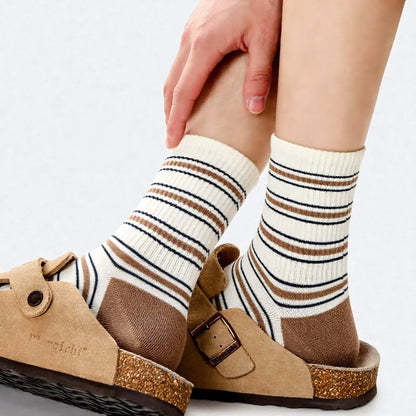 Vintage Striped Quarter Socks (2 Pairs) - Beige - EU39-43(US6-9) - image 6