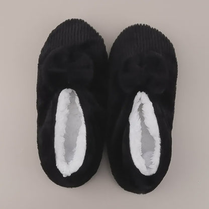 Lavender Bow Plush Slipper Socks - Black - EU36-40(US3-7) - image 8