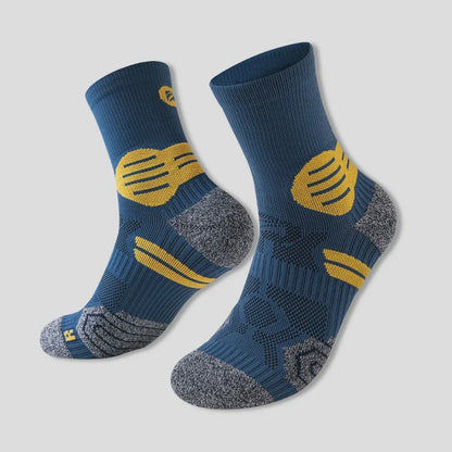 Contrast Stripe Quarter Compression Socks(3 Pairs) - Dark Blue - EU40-45(US7-12) - image 1