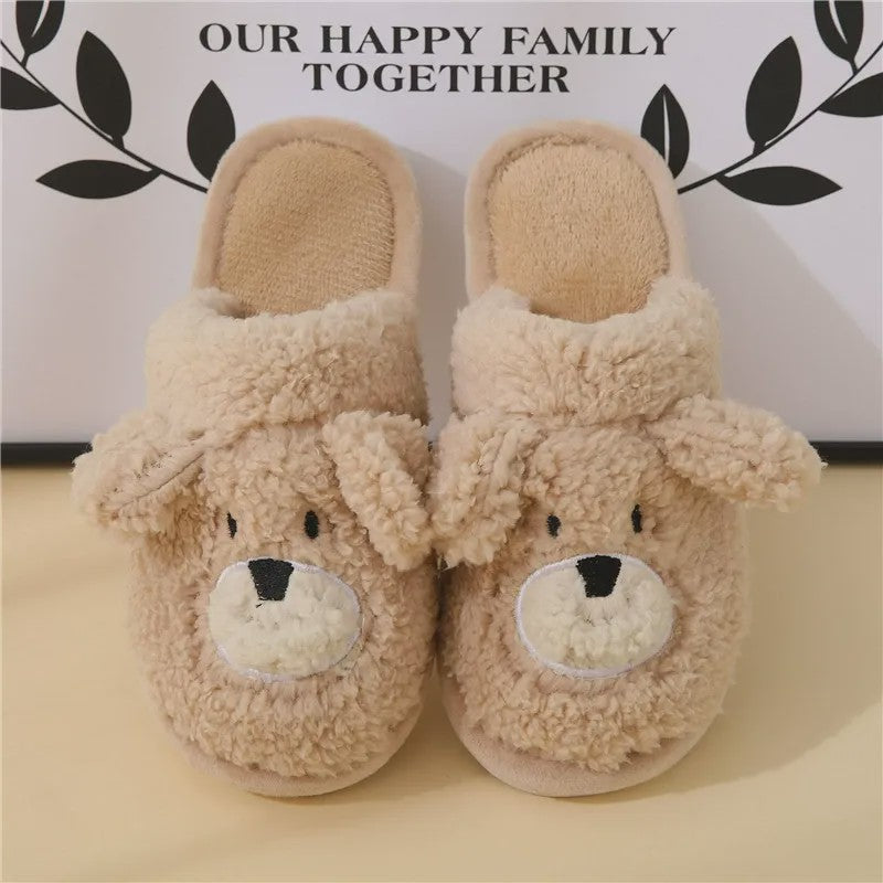 Cozy Cartoon Bear Plush Indoor Slippers - Coffee - EU44-45(US9-10) - image 2