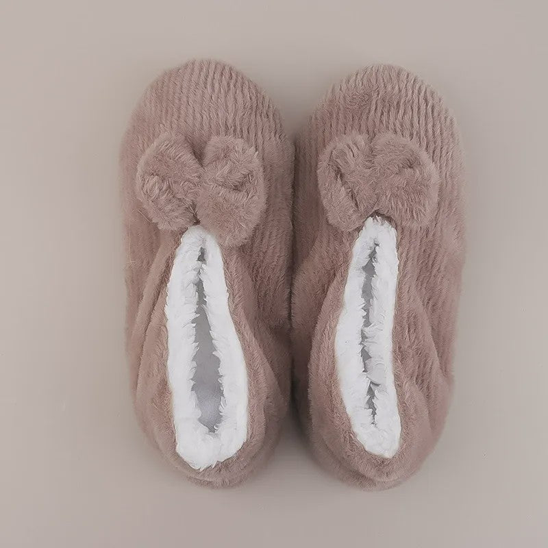 Lavender Bow Plush Slipper Socks - Coffee - EU36-40(US3-7) - image 7