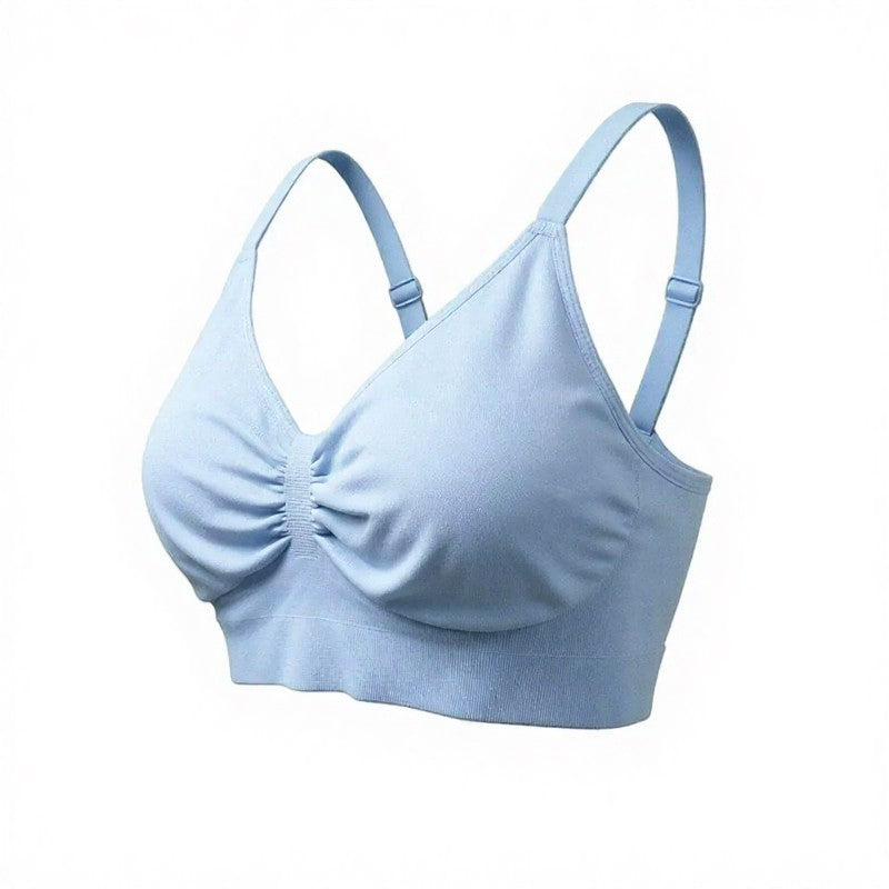 Ruched Seamless Wireless Bra - Blue - 3XL - image 3