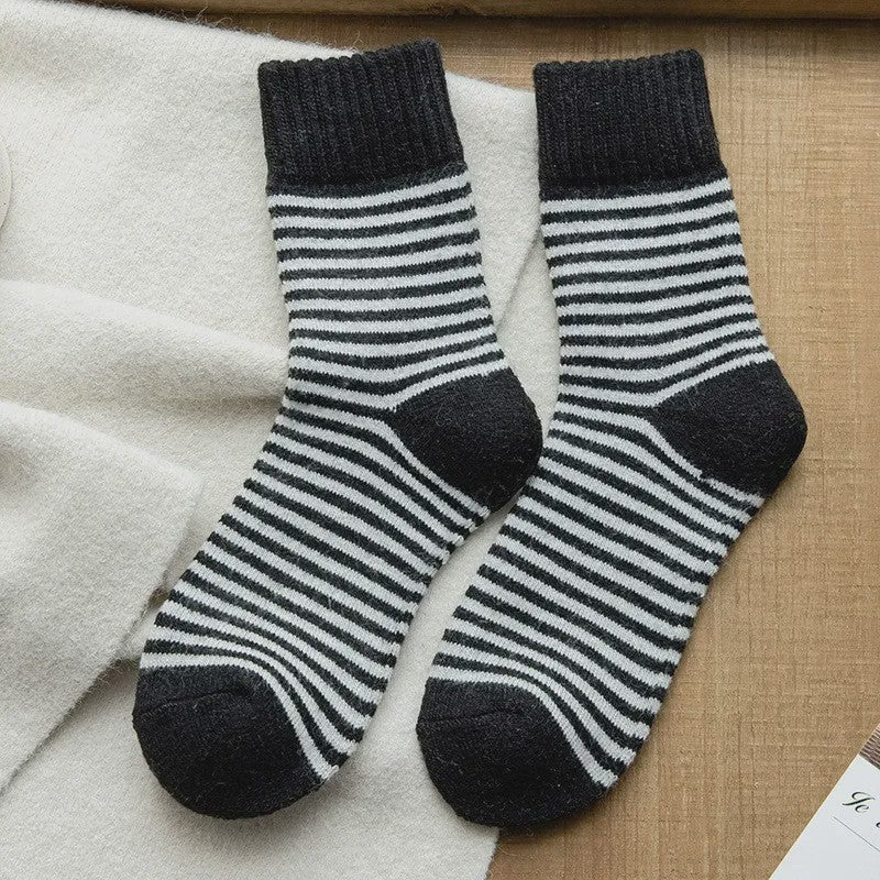 Cozy Striped Terry Quarter Socks (5 Pairs) - Black - EU36-42(US3-8.5) - image 7