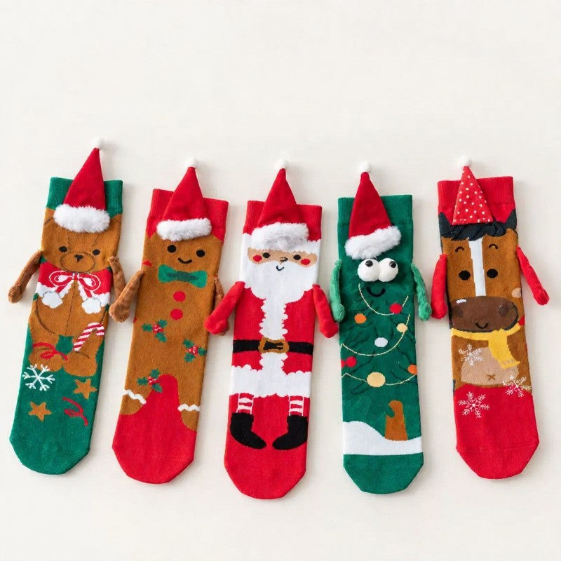 Christmas Tree Knit Hand Holding Quarter Socks - image 8