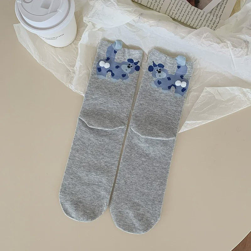 Cute Puppy Knit Quarter  Socks(5 Pairs) - Light Gray - EU35-40(US2-7) - image 3