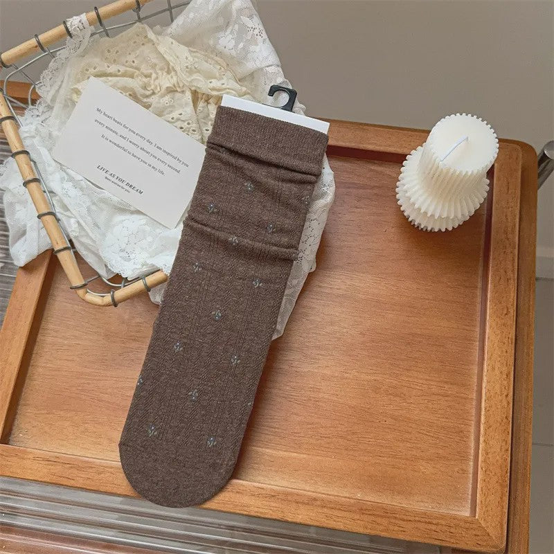 Casual Cotton Blend Crew Socks(5 Pairs) - Coffee - EU35-40 (US2-7) - image 3