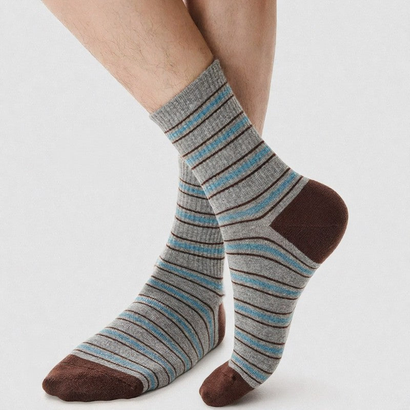 Vintage Striped Quarter Socks (2 Pairs) - Grey - EU39-43(US6-9) - image 4
