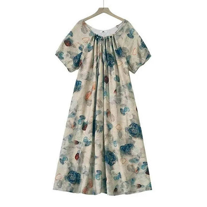 Watercolor Floral Relaxed Maxi Dress - Apricot - 6XL - image 0