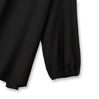 Elegant Ruched V-Neck Lantern Sleeve Blouse - image 3