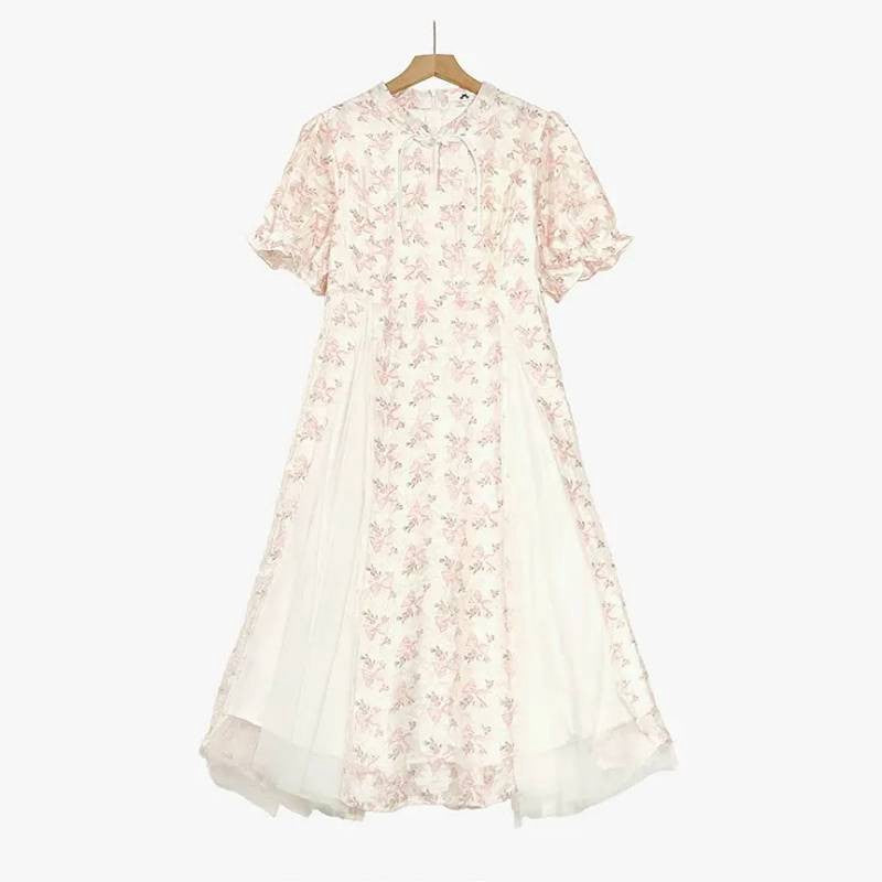 Romantic Floral Garden Midi Dress - Beige - 7XL - image 0