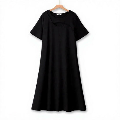 Relaxed Keyhole Midi Dress - Black - 7XL - image 1
