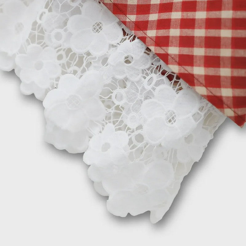 Vintage Gingham Lace Maxi Dress - image 6