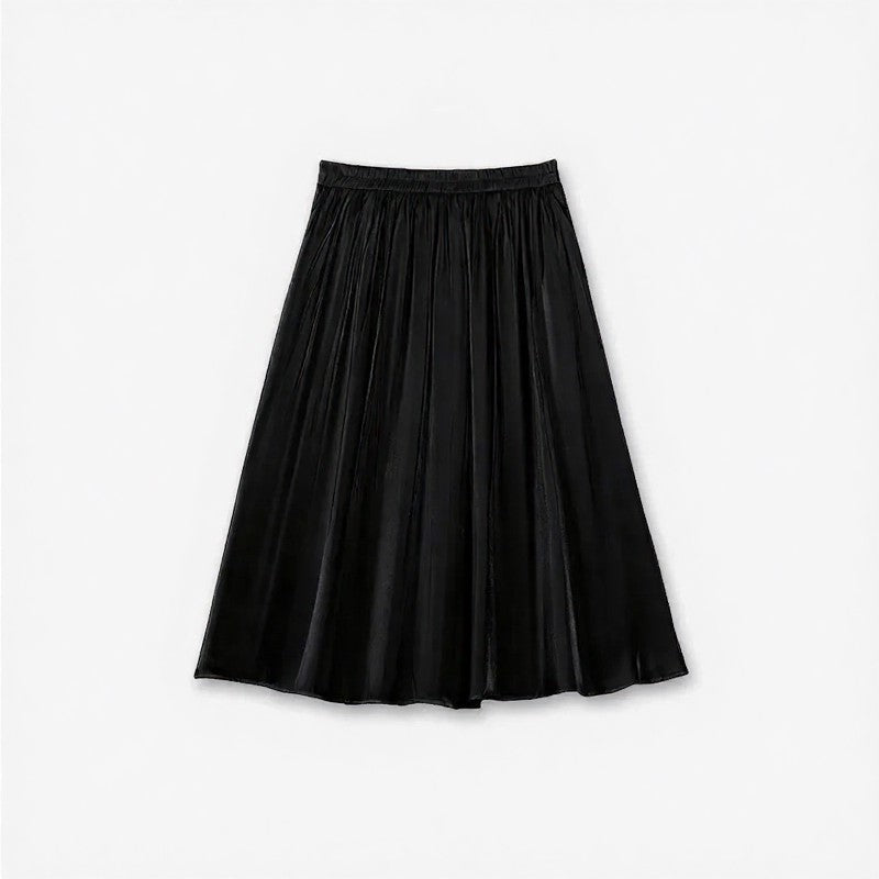 Silky Pleated Midi Skirt - Black - 6XL - image 2